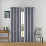 Modern Steel - 250GSM 100% Blackout Steel Grey Self Design Polyester Embossed Jacquard Curtain