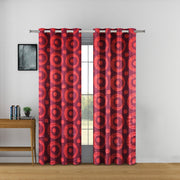 Crimson Circles - 240GSM 80% Blackout Dark Red Printed Polyester Plain Weave Curtain