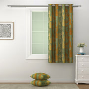 Olive Grove - 240GSM 80% Blackout Olive Green Floral Polyester Plain Weave Curtain