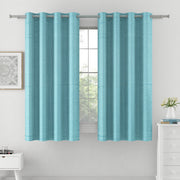 Blissful Serenity - 250GSM 100% Blackout Light Blue Self Design Polyester Embossed Jacquard Curtain