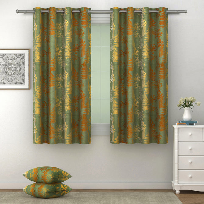 Olive Grove - 240GSM 80% Blackout Olive Green Floral Polyester Plain Weave Curtain