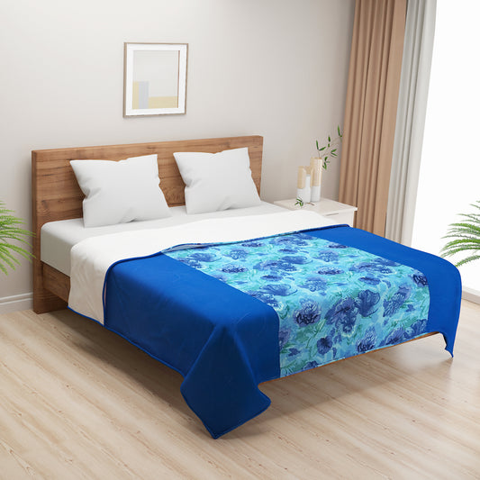 Blue valentine bedsheet set, ocean-themed cotton bedding, 200 thread count luxury sheets, nautical floral bed linens, deep blue bedspread, marine life bedroom decor, elegant floral pattern sheets, romantic bed set, serene ocean bedding, navy blue cotton comfort, underwater botanical design.