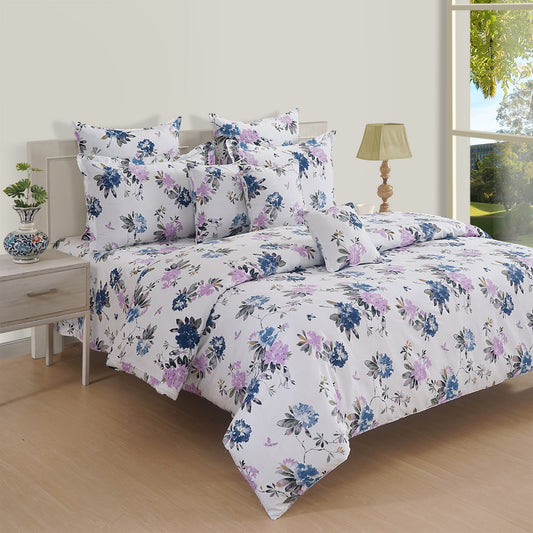 Midnight Blossoms bedding, nighttime floral sheets, 210TC cotton bed linen, peaceful sleep decor, quality pure bedsheet, tranquil bedroom design, soft cotton elegance.