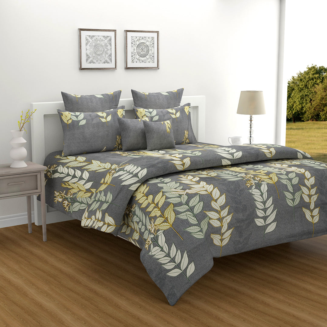 Autumn Whisper - Chic 200TC Blended Cotton Leaf Bedsheet Set