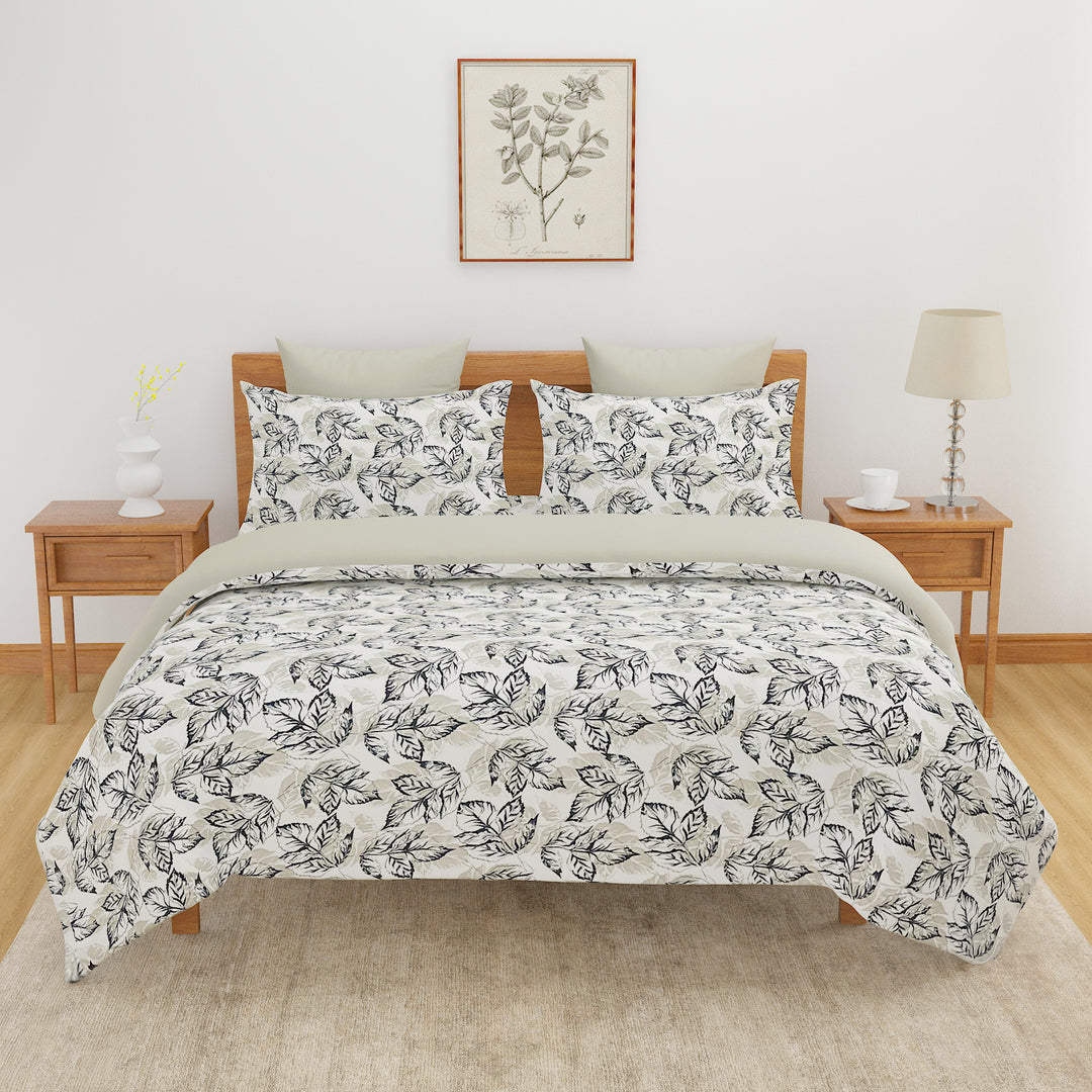 Botanical Bliss - Luxurious 200TC Blended Cotton Leaf Design Bedsheet Set