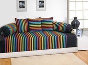 yarn-dyed cotton bedsheet, 240TC striped bedding, luxury multicolor stripes, elegant cotton linens, black stripe bedspread, vibrant bedroom design, high-quality stripe sheets, durable dyed fabric, contemporary bed decor, colorful bedding style, sophisticated bed linens, premium cotton comfort, artistic stripe pattern