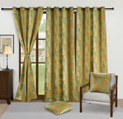 Olive Grove - 240GSM 80% Blackout Olive Green Floral Polyester Plain Weave Curtain