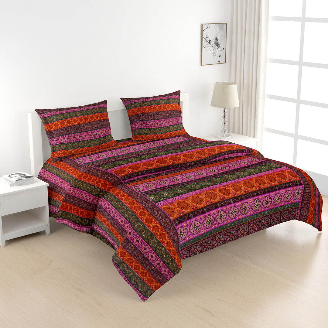 Bohemian Gemstone - Artisanal Ethnic 200TC Cotton Multicolour Bedsheet Set