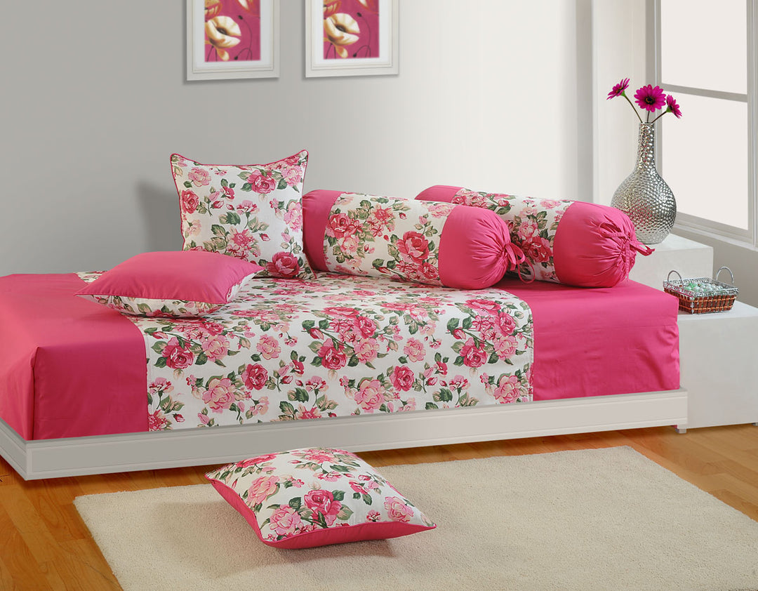 floral cotton bedsheet, chic floral design, pure cotton bedding, vibrant bed linen, rose pattern bedsheet, luxury floral bedspread, crisp white cotton, bedroom decor blooms, botanical print sheets, elegant rose bedding, stylish crimson edge linen, soft bed decor, tranquil floral sleepwear, lush garden bedsheet