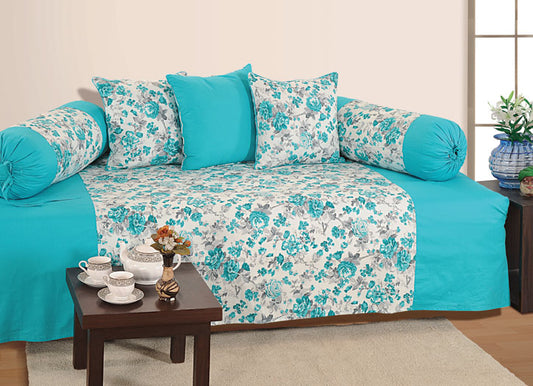 Floral cotton bedsheet set, 200TC bedding, multicolour bed linens, teal and white bedroom design, large pattern sheets, botanical bedspread, vibrant cotton comfort, garden-inspired duvet cover, bright floral textiles, luxury cotton sleep, nature-themed bedroom style, teal bloom pattern.