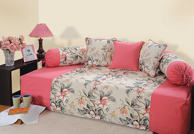 Floral cotton bedsheet 200TC, coral grey bedroom decor, large pattern bed linens, botanical print bedding, elegant floral sheets, nature-inspired bedspread, luxurious botanical textiles, contemporary floral bedroom, soft cotton comfort, chic coral bed set, grey floral duvet cover, stylish home bedding solutions.