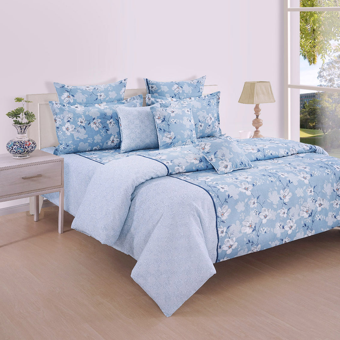 Blue Blossom Bedding Set, Pastel Blue Bed Linen, Sky Blue Floral Sheets, Gentle Blossoms Duvet Cover, Sustainable Bedroom Textiles, Premium Cotton Bedspread, Roto Cotton Bedding, High Thread Count Bedding, Comfortable Sleep Solutions, Chic Floral Bedroom, Eco-Friendly Comforter Set, Allergen-Free Bedding, Luxurious Bed Decor, Artistic Bed Set, Designer Bedding Collection, Blue Flower Bedspread, Soft Touch Bedding, Elegant Bedding Essentials, Contemporary Floral Bedding, Soothing Sleep Environment