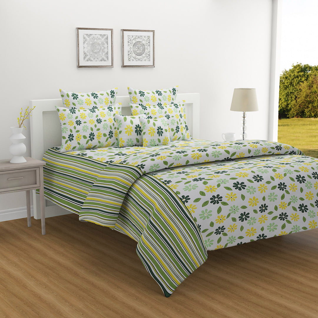 Daisy Field Whispers 160TC Pure Cotton  - Spring’s Embrace Bedsheet Set