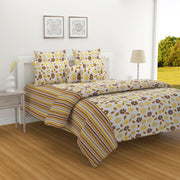 cheerful yellow bedding, daisy print bed set, soft cotton sheets, sunny bedroom design, hypoallergenic bedding, all-season comforter, vibrant floral pattern, quality cotton bedding, 160 thread count luxury, fresh spring bedroom style, bright and bold bed linen.