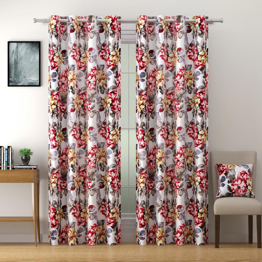 Blossom Charm - 330GSM 90% Blackout Cream and Multicolour Flower Print Polyester-Knitted






Curtain