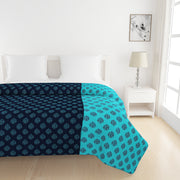 Buti print bedsheet set, 200TC cotton bedding, ethnic motif sheets, blue and teal bed linen, deep blue cotton comfort, Indian geometric bedspread, traditional Desi bedroom, artisanal pattern duvet cover, cultural design textiles, quality cotton sleep, serene bedroom palette, geometric booti print