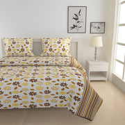 cheerful yellow bedding, daisy print bed set, soft cotton sheets, sunny bedroom design, hypoallergenic bedding, all-season comforter, vibrant floral pattern, quality cotton bedding, 160 thread count luxury, fresh spring bedroom style, bright and bold bed linen.