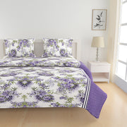 Whispering Lilacs bedding, 160TC purple garden bedspread, floral mix n match sheets, 100% cotton floral bedding, purple white green bedroom, violet grape comforter, luxurious cotton duvet, hypoallergenic floral linen, spring bloom bed set, vibrant bedroom decor, botanical print bedding, serene garden theme, elegant floral patterns, cozy bedroom textiles, high-quality cotton fabric, comfortable and breathable, botanical bedroom aesthetics, lilac-inspired bedding collection, nature-themed sleep sanctuary