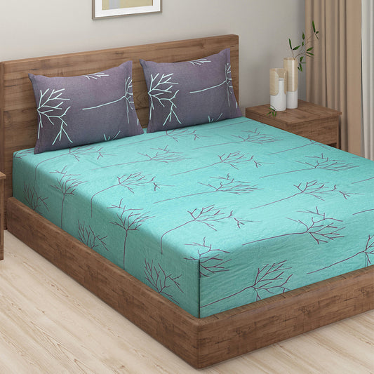 Aqua Arboretum - Serene Cotton Bedsheet Set