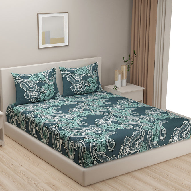 Paisley Paradise - Elegant 200TC Blended Cotton Ethnic  Bedsheet Set