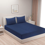 Navy Blue Classic-Self Sanctuary 300TC Pure Cotton Bedsheet Set