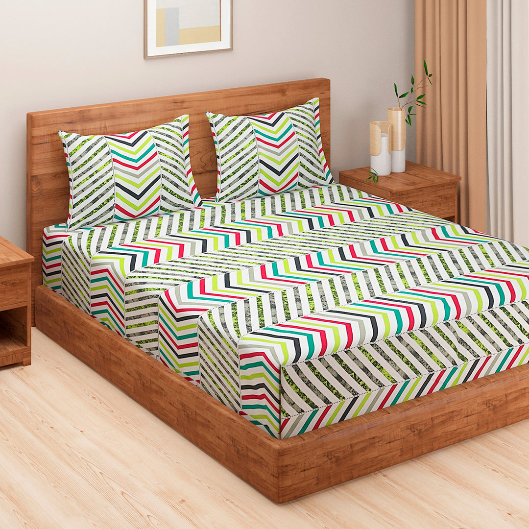 Technicolour Dream  - 144TC Roto Cotton Bedsheet Set