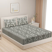 Ethnic motif bedding, 160TC cotton sheets, Luxury blue bedding, Durable cotton bedspread, Soft cotton bed set, Large pattern comforter, Sophisticated bedroom decor, Blue and grey bedding, Contemporary bedroom design, Machine washable cotton set, Stylish bedclothes ensemble, Elegant bedding collection, Bedroom style upgrade, Calm sleeping environment, and Serene bedroom colors come together to create a tranquil and stylish atmosphere for your bedroom.