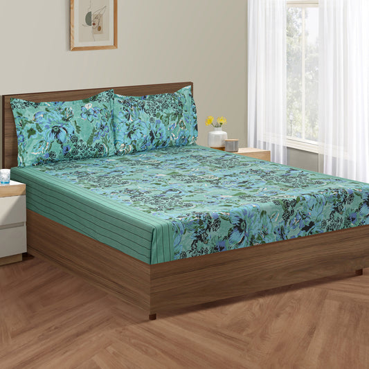 Aqua Florals 160TC Sea Garden Bedsheet Set