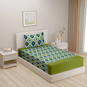 Symmetry in Spring - 200TC Vibrant Green Cotton Bedsheet Set