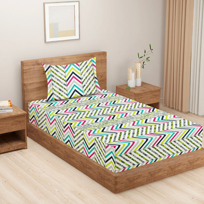 Technicolour Dream  - 144TC Roto Cotton Bedsheet Set