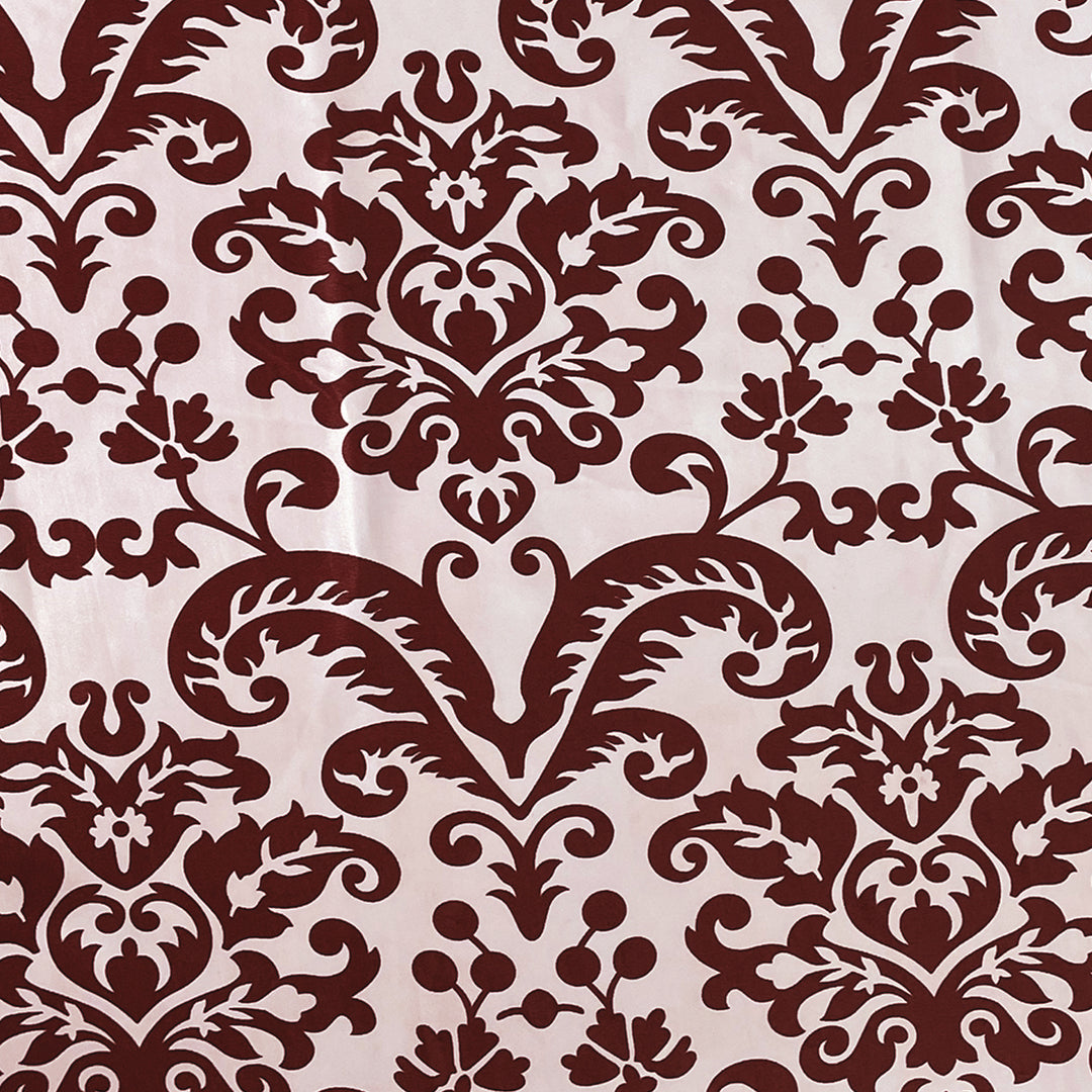 Brown and White Motif Blackout Curtain 140 GSM