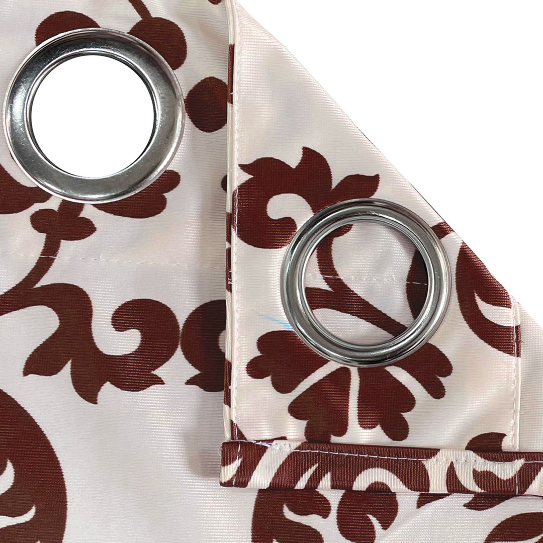 Brown and White Motif Blackout Curtain 140 GSM