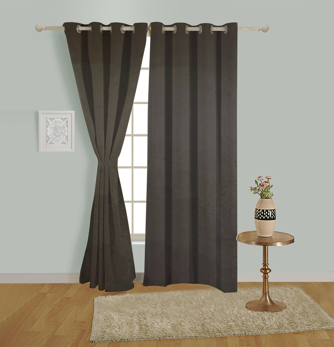 Chocolate Luxe Curtain, Brown Solid Curtain, 110GSM Polyester Curtain, 60% Blackout Curtain, Modern Home Decor, Durable Curtains, Easy Installation Curtain, Swayam Curtains