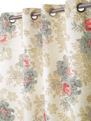 Blossom Haven 250TC Cotton Satin - Pink & Beige Florals Window Curtain