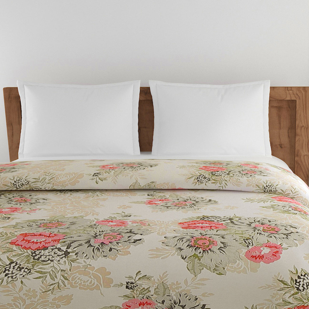 
"floral bedding set, cotton satin sheets, pink beige bedroom, luxury bed linen, garden-inspired duvet cover, premium satin bedding, peaceful sleep sanctuary, elegant floral pattern, soft color palette, chic home textiles, serene bedroom design, blossoming bedspread, high thread count comfort, classic bedroom elegance, stylish floral comforter"