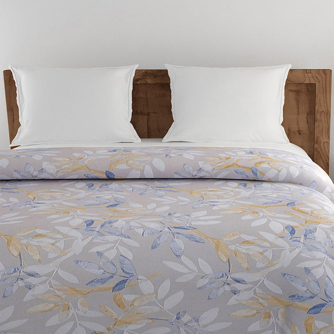 artistic butterfly bedding, 250TC cotton satin sheets, bold floral bedspread, grey and blue bedding set, luxurious cotton satin bed linen, vibrant butterfly design, blue and orange bedding, muted grey floral sheets, contemporary bedroom decor, high-quality cotton satin bedding, artistic motifs bedspread, stylish bedroom design, bold and elegant bed linen