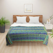 Bohemian cotton bedsheet, Exotic pattern bedding, Jewel-tone bedroom decor, Intricate design bedsheets, Luxury boho bed linen, Artistic cotton bedspread, Vibrant blue green bedsheet, Traditional motif bed cover, Rich patterned textile, Eclectic bedroom style, Ornamental bed decor, Indigo and emerald bedding, Old-world charm bedsheet, Mystical bedroom design, Bohemian sanctuary linen