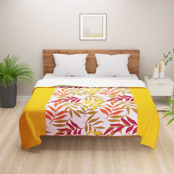 Autumn leaves bedsheet set, 200 thread count cotton sheets, abstract floral bedding, yellow and orange bedroom decor, seasonal pattern bedspread, vibrant cotton bed linens, fall-inspired duvet cover, colorful bedroom textiles, artistic bedding collection, cozy autumnal bed decor