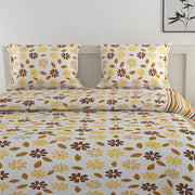 cheerful yellow bedding, daisy print bed set, soft cotton sheets, sunny bedroom design, hypoallergenic bedding, all-season comforter, vibrant floral pattern, quality cotton bedding, 160 thread count luxury, fresh spring bedroom style, bright and bold bed linen.