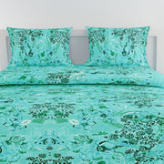 Aqua Florals bedding, sea garden bedspread, 160TC floral sheets, oceanic blue florals, striped green bedding, 100% cotton sea life comforter, hypoallergenic floral bed set, sea coral patterns, undersea themed bedroom, tranquil ocean decor, marine life duvet cover, botanical sea design, comfortable cotton bed linens, soothing bedroom textiles, high-quality cotton material, mesmerizing underwater print, cozy marine ecosystem theme, vibrant coral reef bedding, soothing sea life patterns.