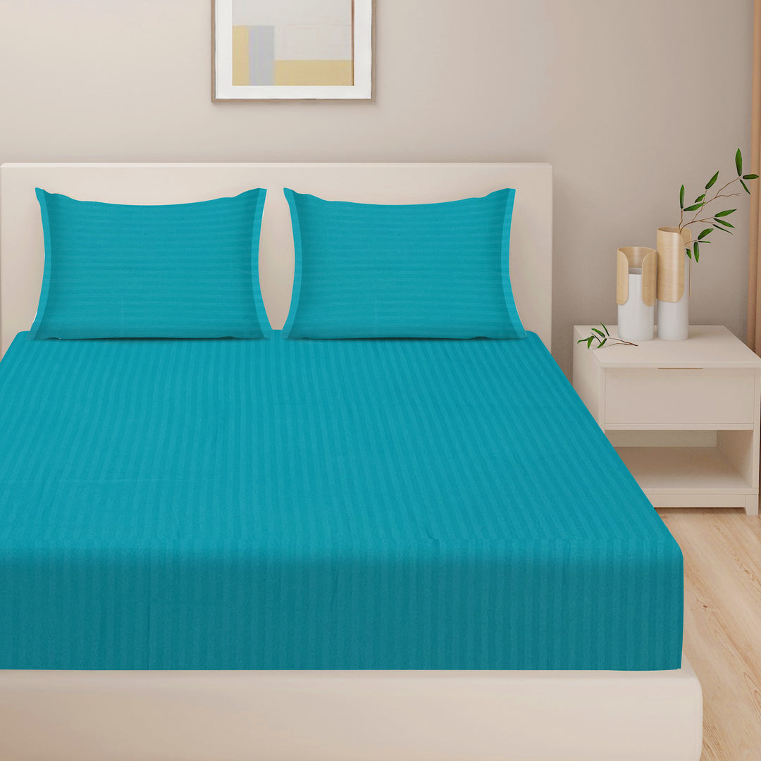 Aqua Turquoise Classic-Self Sanctuary 300TC Pure Cotton Bedsheet Set