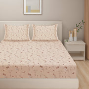 Meadows Blush bedding, floral peach cotton satin, hypoallergenic bed set, all-season comfort bedding, serene botanical design, luxury bedroom textiles, soft satin sheets, durable and soft bedspread, elegant meadow-inspired linens, peaceful bedroom aesthetic.