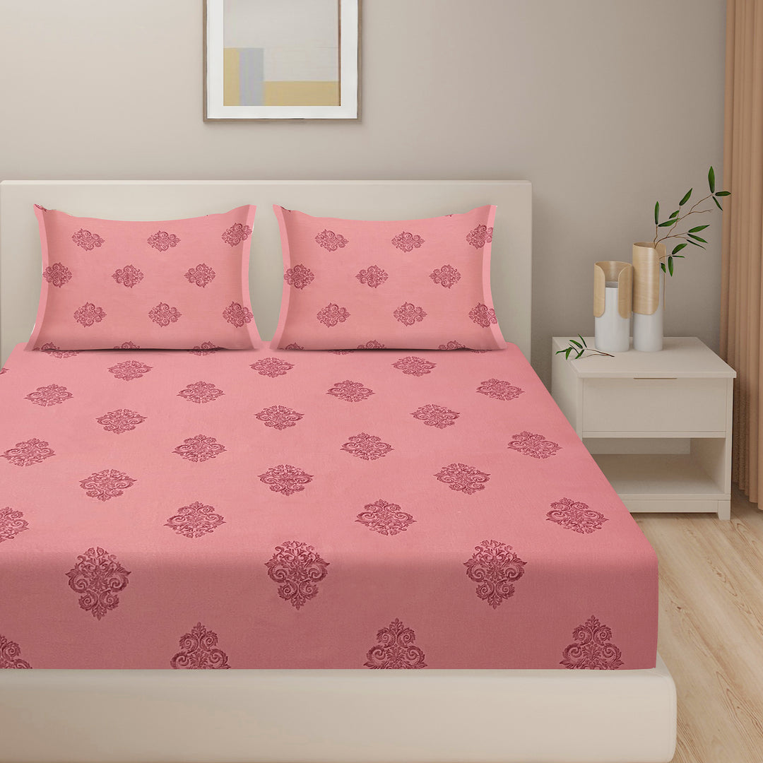 Coral cotton satin bedding
Ethnic motif luxurious bed set
Durable satin sheets for all seasons
Soft hypoallergenic bed linen
Vibrant coral bedroom inspiration