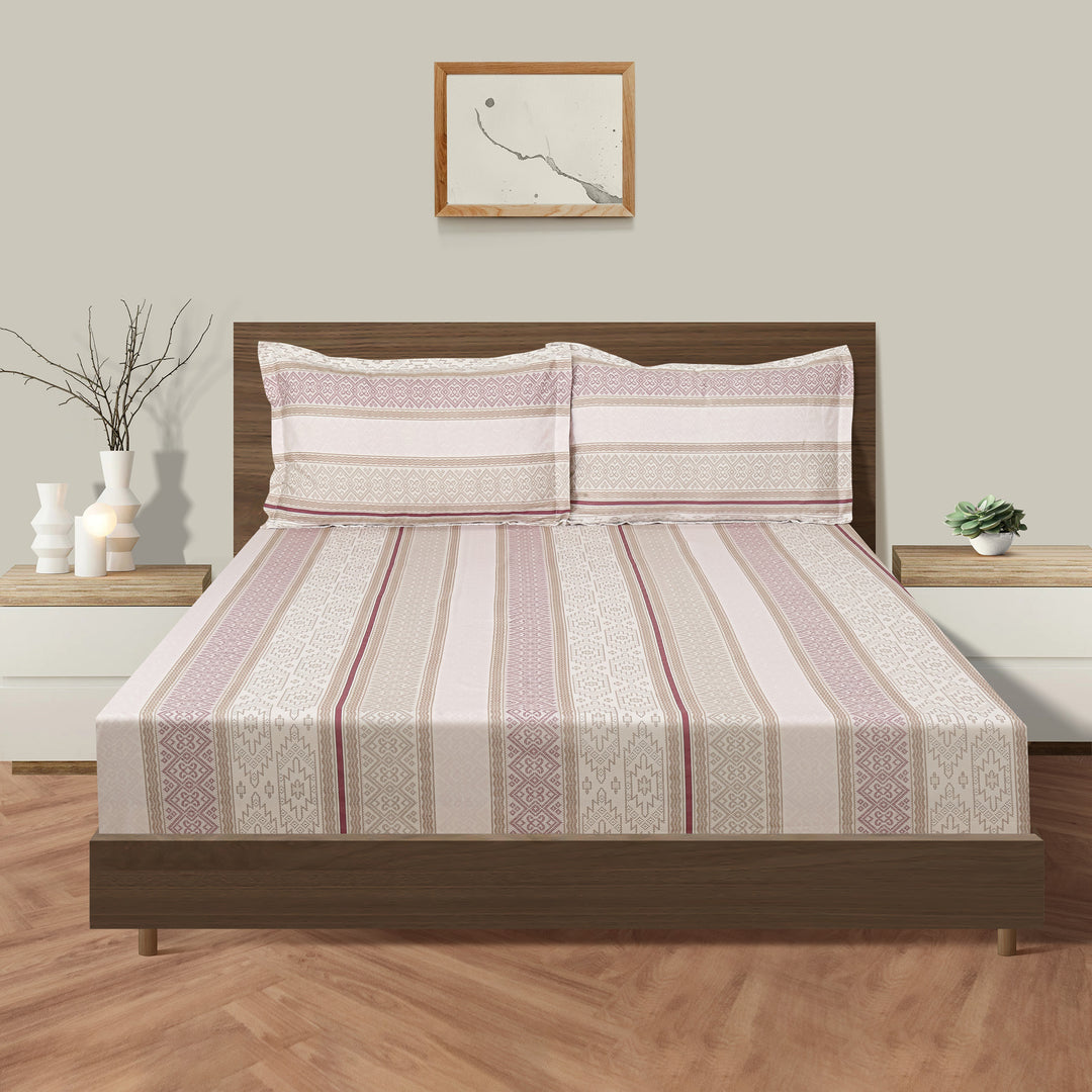 Geometric Mosaic 210TC Blush Stripe Serenity Bedsheet Set