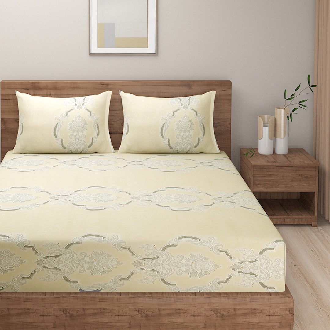 :
"lemon yellow bedding set, ethnic motif bed linen, vibrant cotton sheets, sunny bedroom decor, luxury bedspread, cultural pattern bedding, 200TC cotton duvet cover, pure cotton bed set, bright yellow comforter, traditional design bedclothes."

