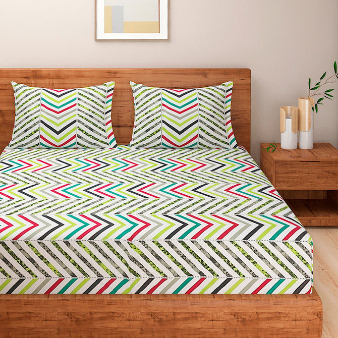 Technicolour Dream  - 144TC Roto Cotton Bedsheet Set