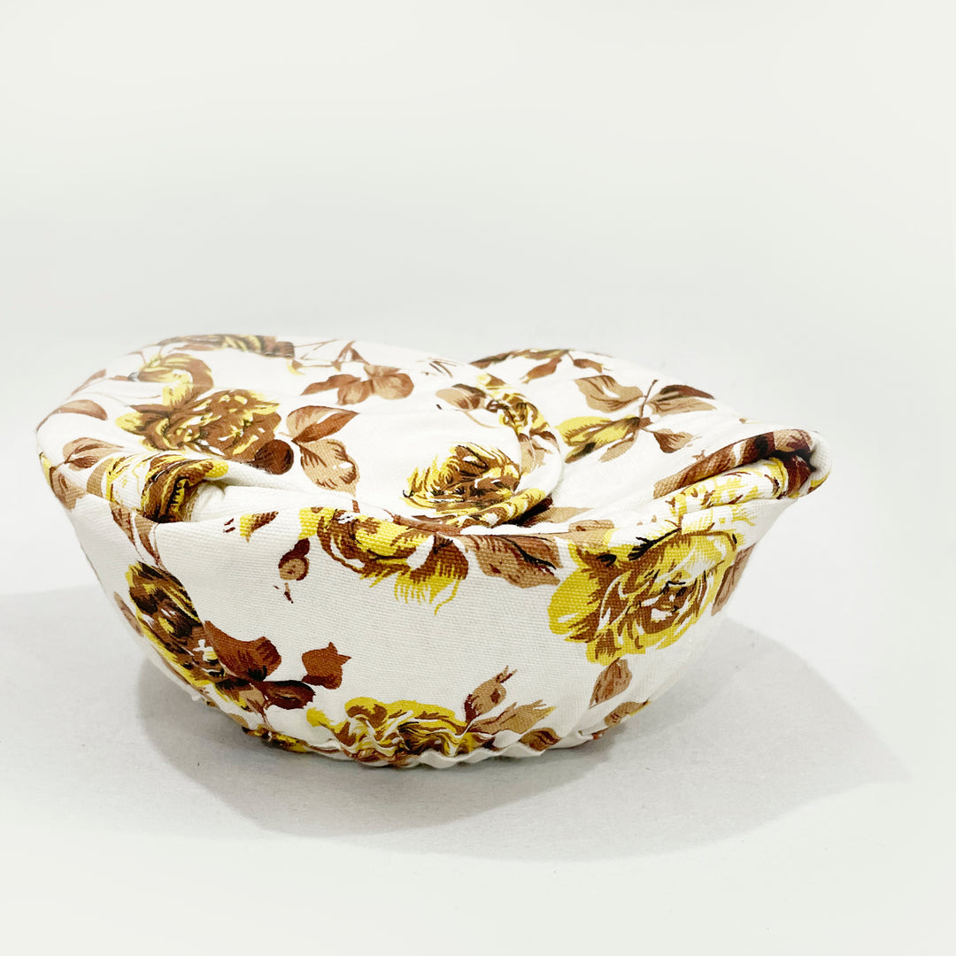 Deep Brown Floral Round Bread Basket