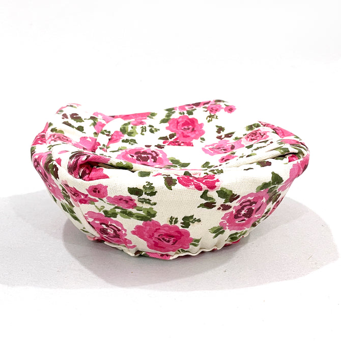 Bright Pink Floral Round Bread Basket