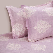 Traditional Floral Etching 210TC Lavender Linen Bedsheet Set