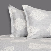 Traditional Floral Etching 210TC Grey Heritage Bedsheet Set